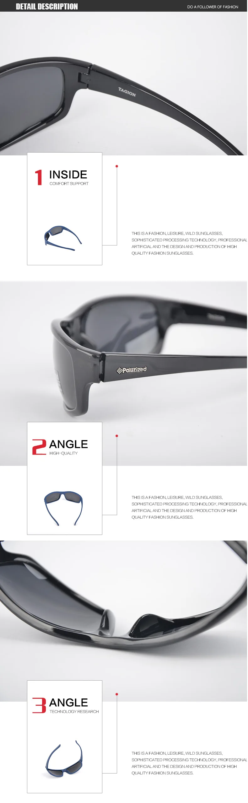 TAGION Sport Sunglasses Men Polarized Hipster Glasses UV400 Hiking Driving Glasses Lentes De Sol Hombre Polarizing Lenses TG5104