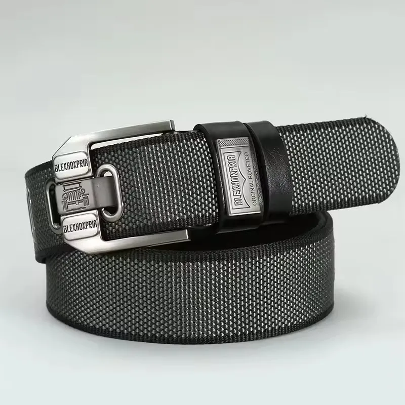 New Fashion Men's Pin Buckle Youth Overalls Canvas Waistband Belt Casual Retro Decorative Belt Fashion High-Quality Webbing Belt