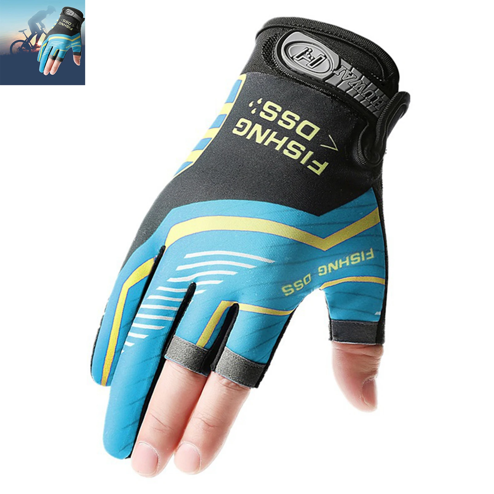 Fishing Cycling Gloves Men Summer Three Finger Cut Gloves for Fishing Sun Protection Male Anti-Slip Drive Breathable Thin Gloves