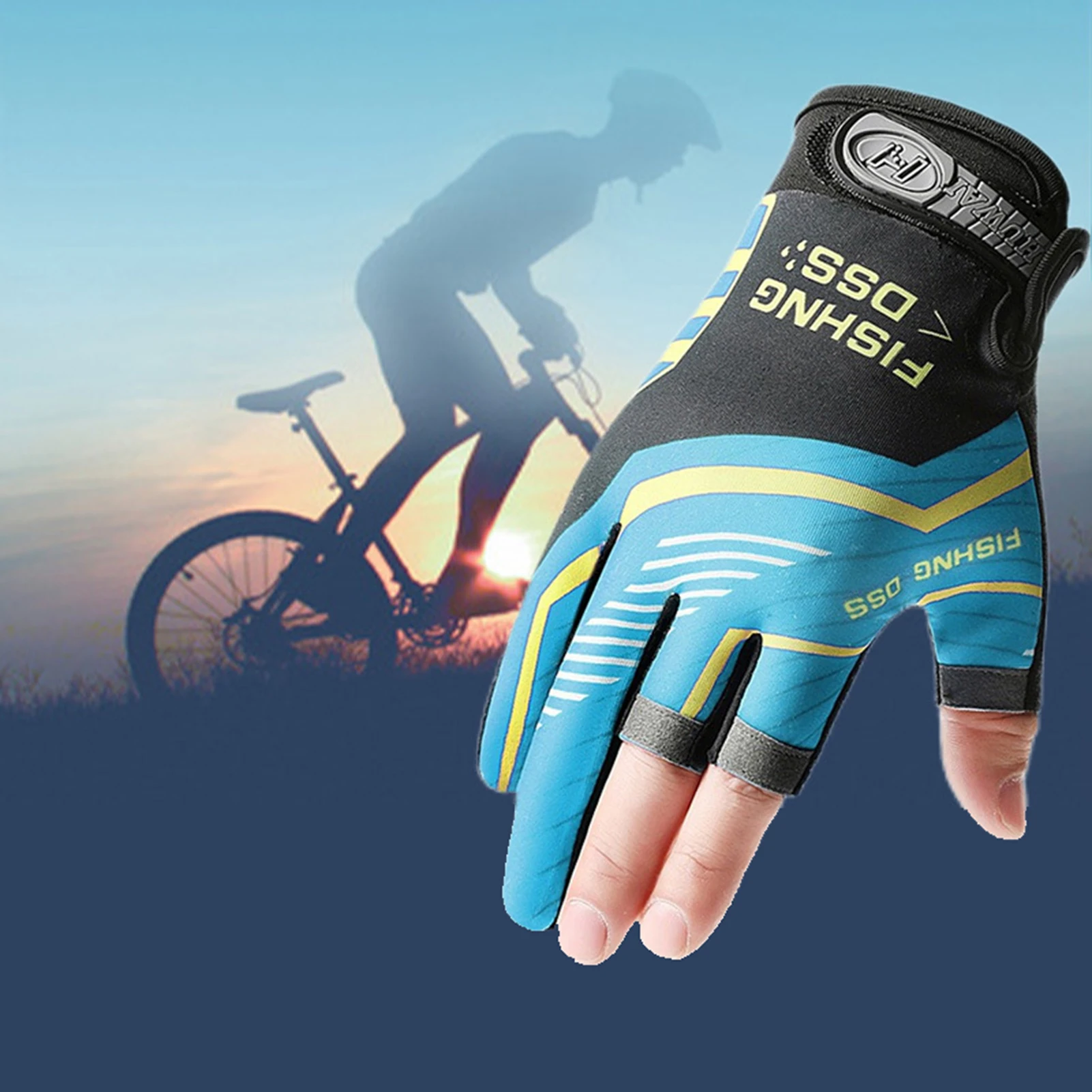 Fishing Cycling Gloves Men Summer Three Finger Cut Gloves for Fishing Sun Protection Male Anti-Slip Drive Breathable Thin Gloves