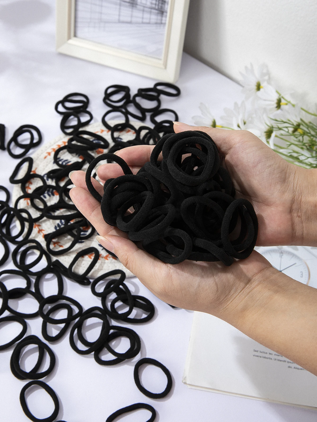 50-1000pcs Black Hair Ties Elastic Hair Bands Decorative Hair Accessories Set Holiday Gift for Girls Kids Hair Bands for Girls