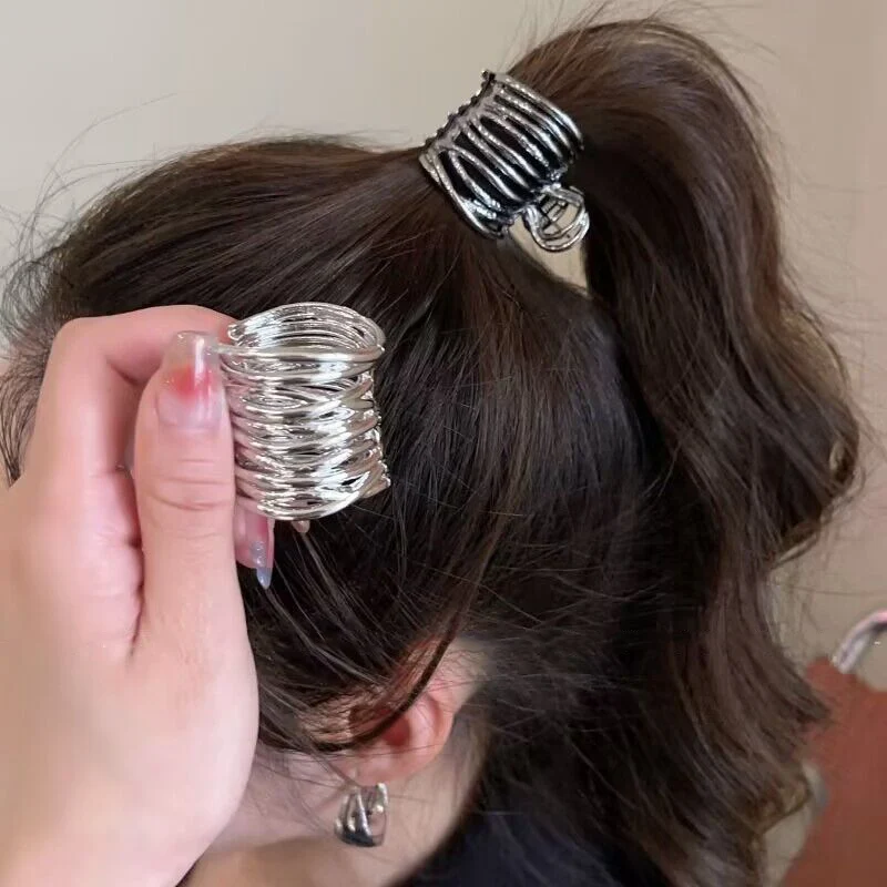 Fashion Irregular Metal Hair Claw Clip Women Shiny Rhinestone High Ponytail Shark Hairpins for Girls Hair Accessories Headwear