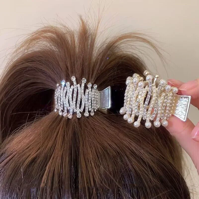 Fashion Irregular Metal Hair Claw Clip Women Shiny Rhinestone High Ponytail Shark Hairpins for Girls Hair Accessories Headwear