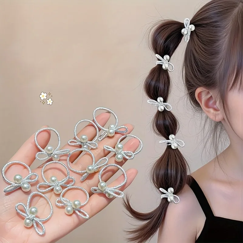 5/10/20PCS Girl's Sweet Silver Headband, Colorful Bow Tie, Elastic and Undamaged Headband, Cute Hair Accessory, Small Headband