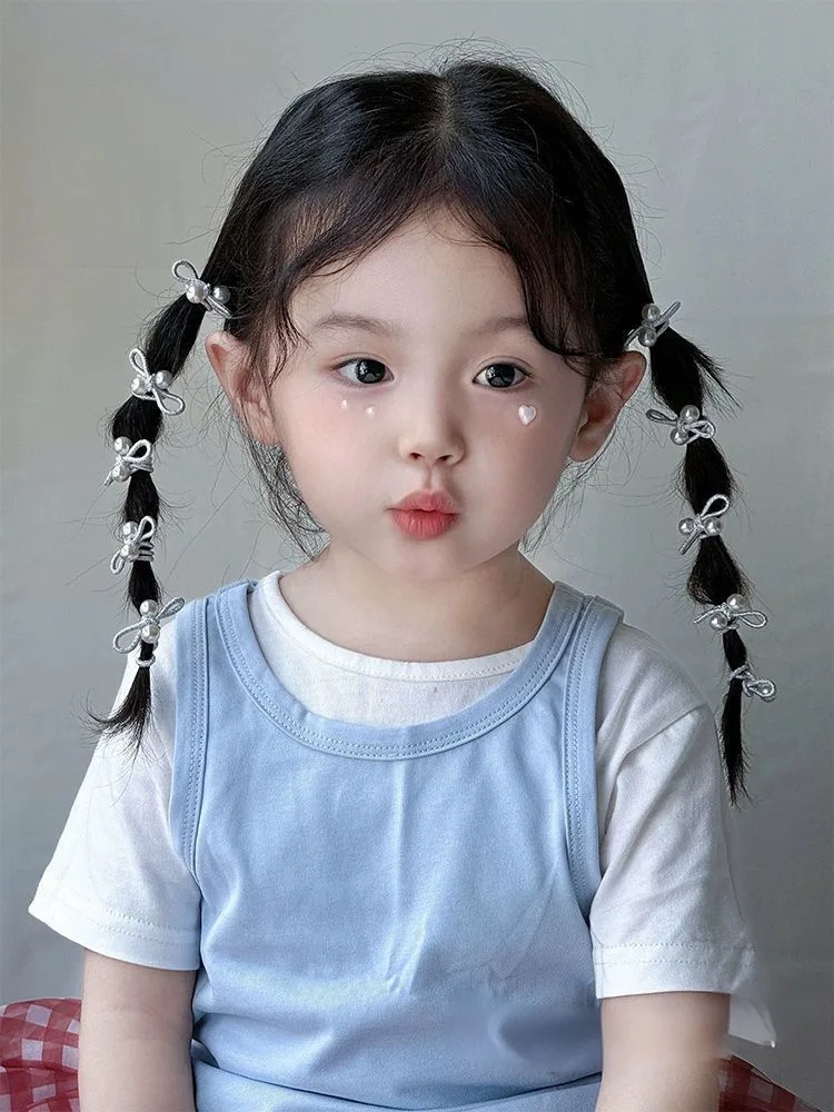 5/10/20PCS Girl's Sweet Silver Headband, Colorful Bow Tie, Elastic and Undamaged Headband, Cute Hair Accessory, Small Headband
