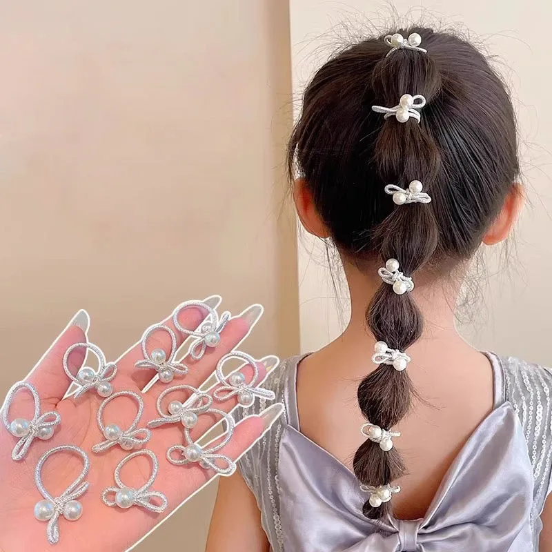 5/10/20PCS Girl's Sweet Silver Headband, Colorful Bow Tie, Elastic and Undamaged Headband, Cute Hair Accessory, Small Headband