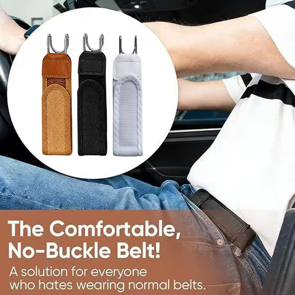 Newest Adjustable Buckleless Belt Hook Elastic Pant Waist Metal Buckle-Free Waist Belt For Men's Gift Casual Belt With No Buckle