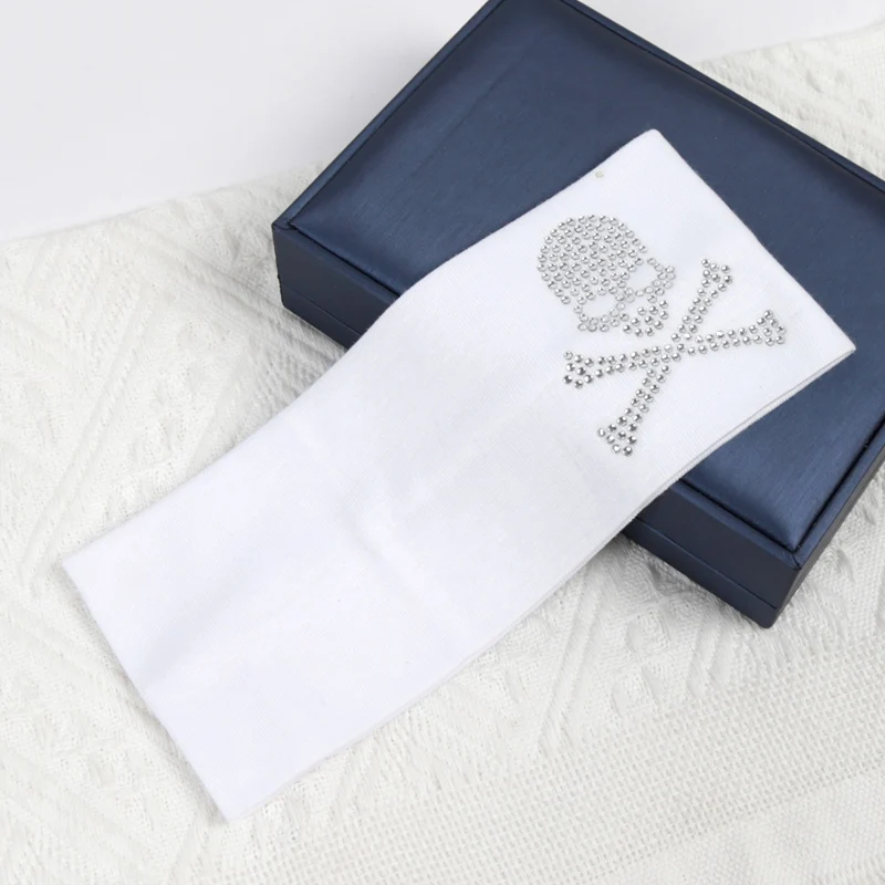 SKull Design Retro Street Punk Style Rhinestone Hair Strap Hot Girls Elastic Wide Edge Hairband Sports Anti Sweating Headband