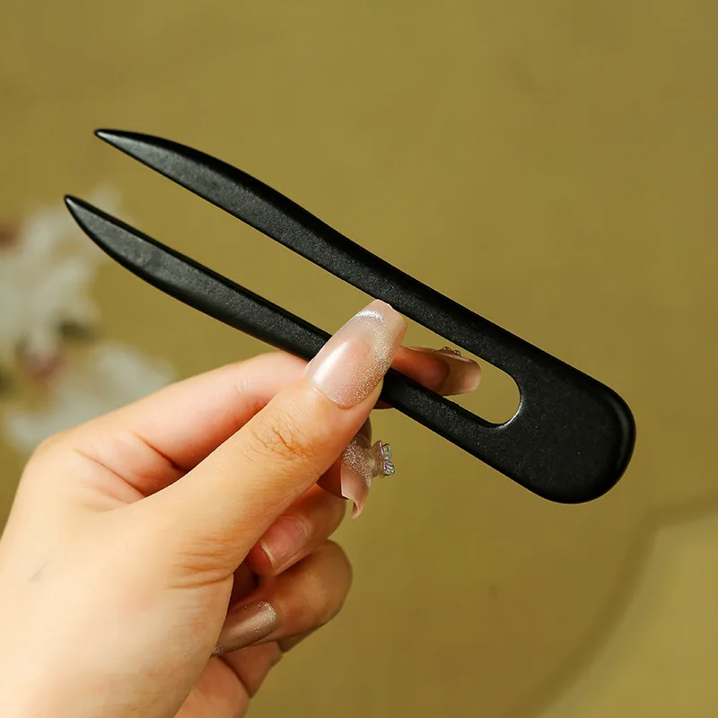 U-Shaped Wooden Hair Sticks Fork Fashion Chinese Style Hairpin Headwear Hair Bun Women Girls Vintage Ponytail Hair Accessories