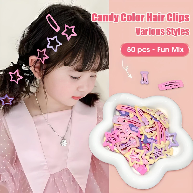 30/50Pcs Gentle Soft Star Hair Clips Set Non-Pull Barrettes for Baby Girls Toddlers Side Bangs Fine Hair Cute Kids Accessories