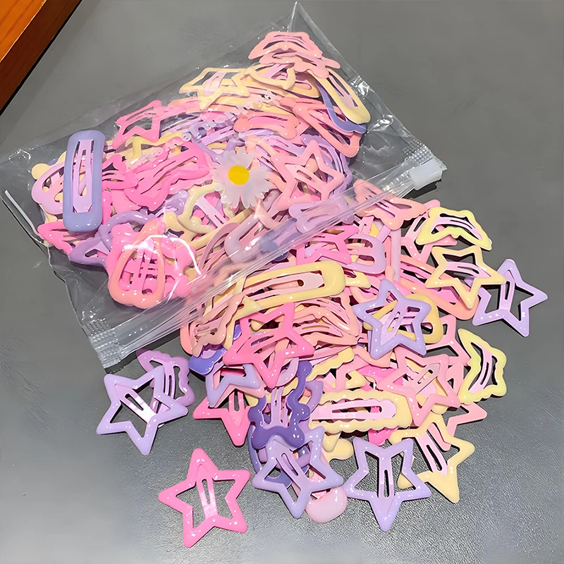 30/50Pcs Gentle Soft Star Hair Clips Set Non-Pull Barrettes for Baby Girls Toddlers Side Bangs Fine Hair Cute Kids Accessories
