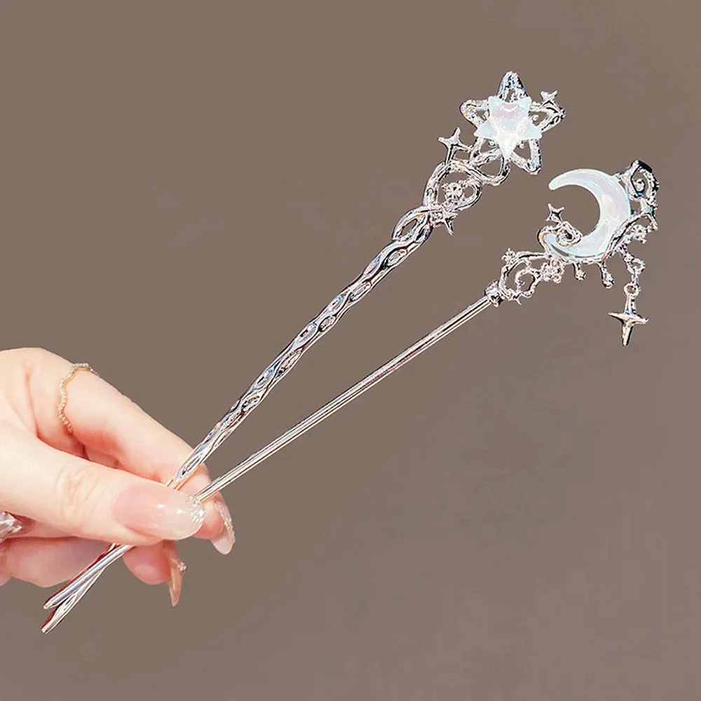 1/3pcs French Hair Pin  Women's Hair Accessories Sweet Stars Moon Gemstones Suitable For Daily Parties Fashionable Hair