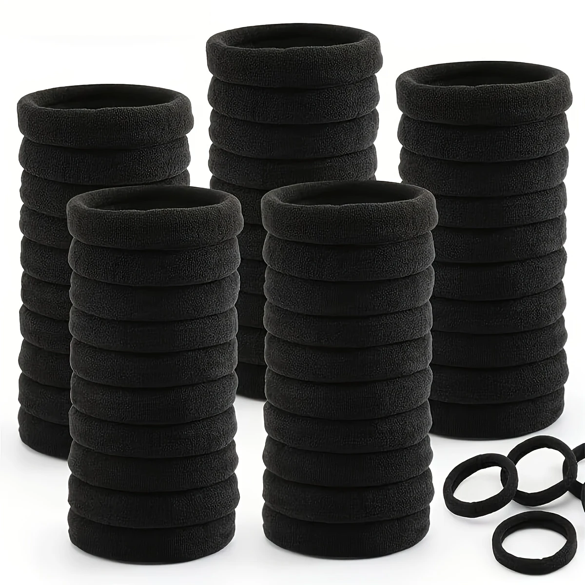  100PCS Black Hair Ties for Women Girls, Seamless High Elastic Hair Band, Elastic Hair Ties No Damage Ponytail Holder Hair Rope