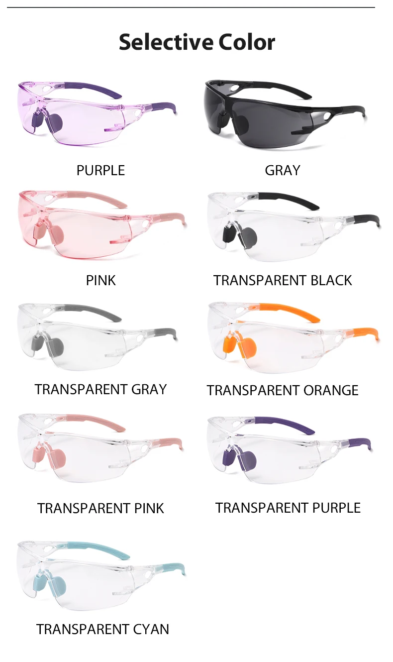 Transparent Colorful Safety Glasses, Unisex Work Goggles, Suitable for Construction, Lab, Cycling and Outdoor Sports