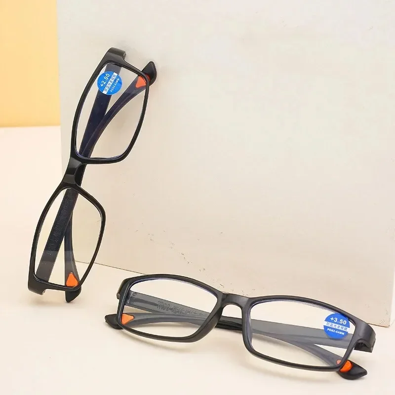 Anti-blue Light Reading Glasses Thick Black Framed Glasses Portable Presbyopia Eyeglass +1.0~+4.0 Eyewear 4pcs