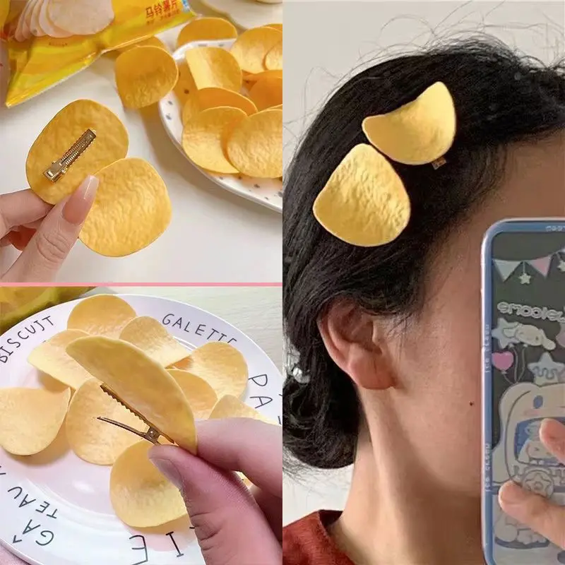 5/10PCS Simulation of Potato Chip Hairpin Ins Cartoon Headdress Cute Girl Student Duckbill Clip Girl Hair Accessoires Hair Clips