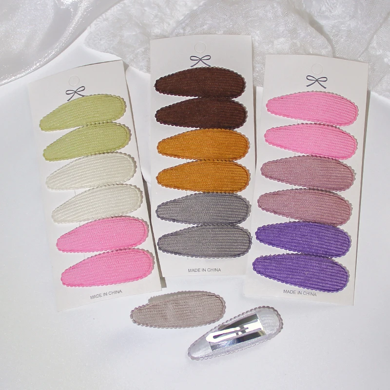 6Pcs/set Fresh Print Cotton Alloy Hair Clips for Kids Fabric Plaid BB Hairpins Girl Hairgripe Headwear Baby Hair Accessories