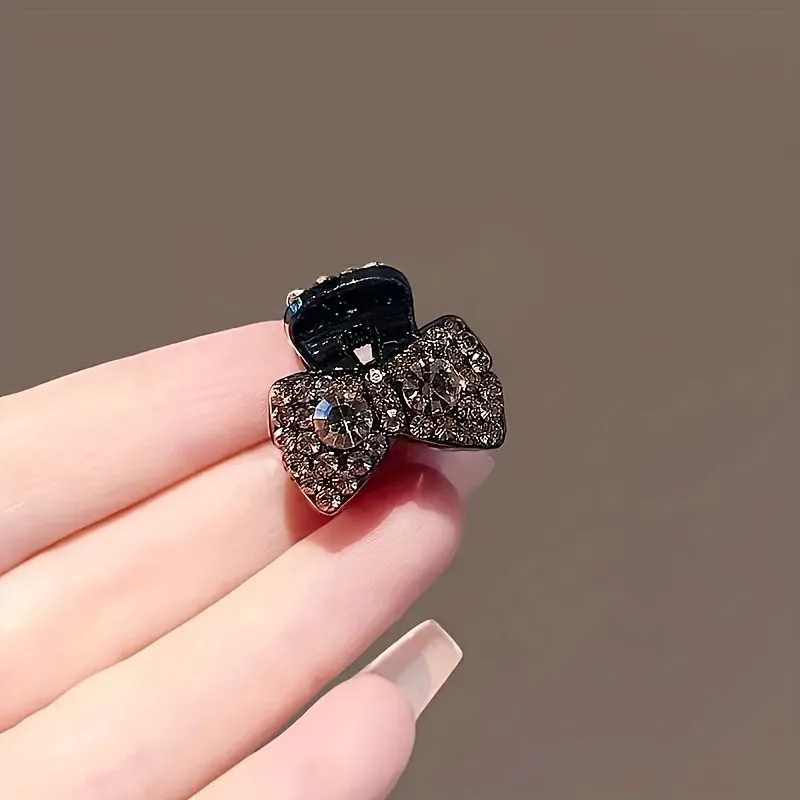 2pcs Flash Diamond Mini Bow Mini Gripper Luxury Hairpin Front Hairpin Female Head Hairpin Side Clip Hair Root Fluffy Artifact
