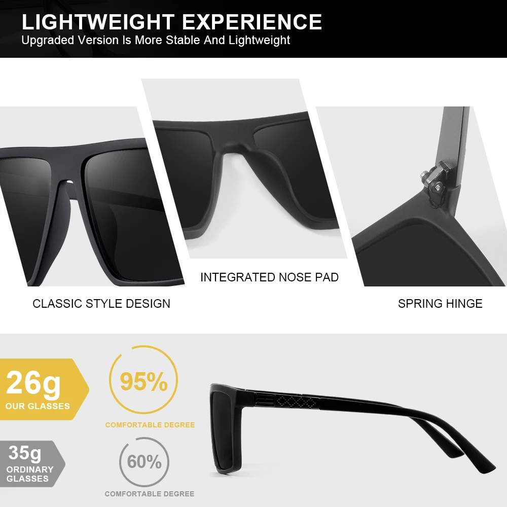 CRIXALIS Polarized Sunglasses For Men And Women Vintage Square Driving Fishing Neutral Sunglasses Anti-reflective Shade UV400