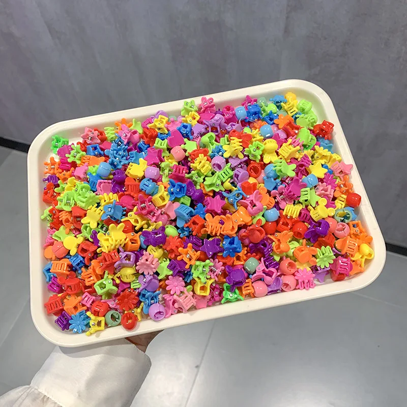50pcs Girs Cute Colorful Flower Star Crown Small Hair Claws Lovely Hair Decorate Claw Clips Hairpins Kids Sweet Hair Accessories