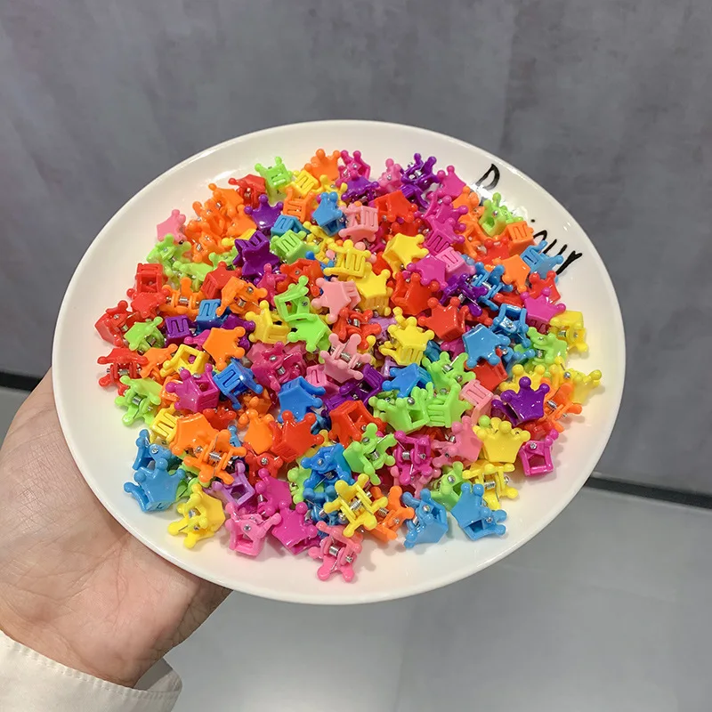 50pcs Girs Cute Colorful Flower Star Crown Small Hair Claws Lovely Hair Decorate Claw Clips Hairpins Kids Sweet Hair Accessories