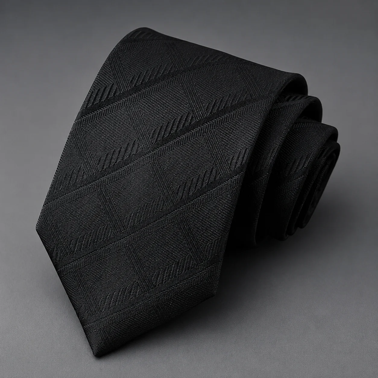 Men's Hand-Tied Narrow Tie 7.5cm (2.95inch) Polyester Black Dark Pattern Wavy Plaid Geometric Stripe Business Formal Wedding Suit Accessories