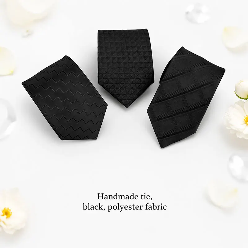 Men's Hand-Tied Narrow Tie 7.5cm (2.95inch) Polyester Black Dark Pattern Wavy Plaid Geometric Stripe Business Formal Wedding Suit Accessories