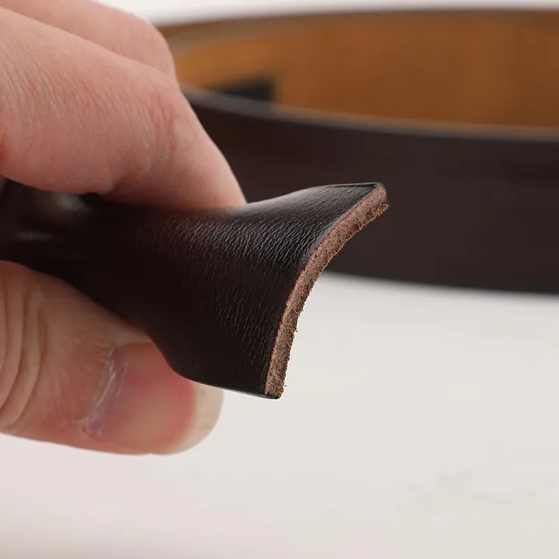 New Men's Genuine Leather Belts Automatic Buckle Belts Men Fashion No Buckle Belts High Quality Black Brown Waistband 3.5cm