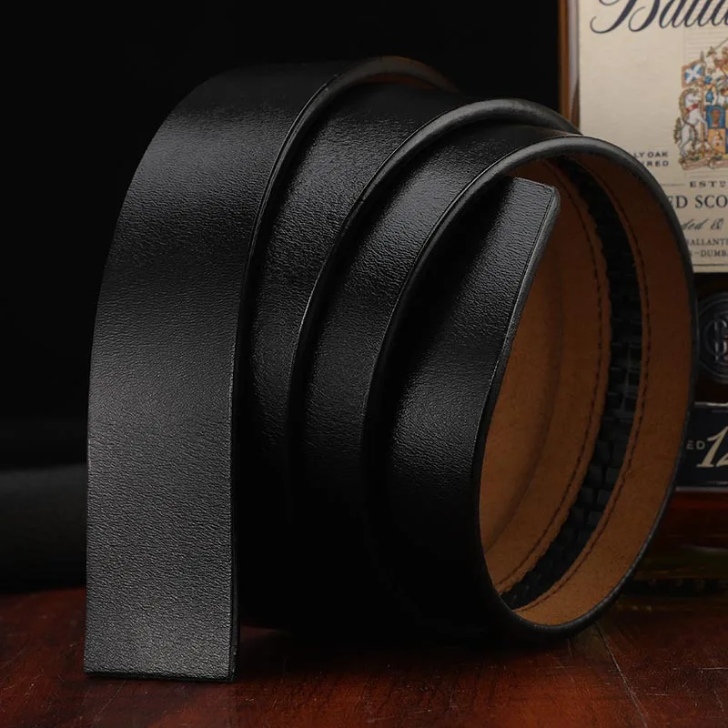 New Men's Genuine Leather Belts Automatic Buckle Belts Men Fashion No Buckle Belts High Quality Black Brown Waistband 3.5cm