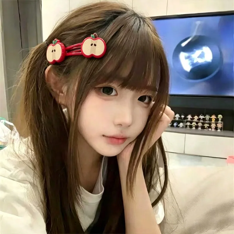 2/10Pcs Fashion Red Apple Hairpins Woman Headwear Barrette Hair Accessories Girls Plastic Green Apple Hair Clip Hair Accessories