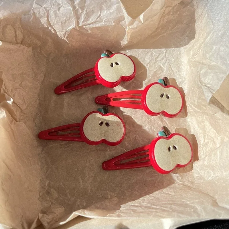 2/10Pcs Fashion Red Apple Hairpins Woman Headwear Barrette Hair Accessories Girls Plastic Green Apple Hair Clip Hair Accessories