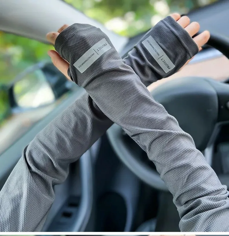 UV Solar Arm Sleeves Men Cycling Mask Long Sleeve Ice Silk Driving Arm Cover Sun-protective Summer Women Anti-Sunburn Cool Muff