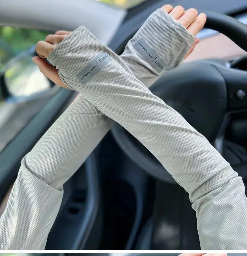 UV Solar Arm Sleeves Men Cycling Mask Long Sleeve Ice Silk Driving Arm Cover Sun-protective Summer Women Anti-Sunburn Cool Muff