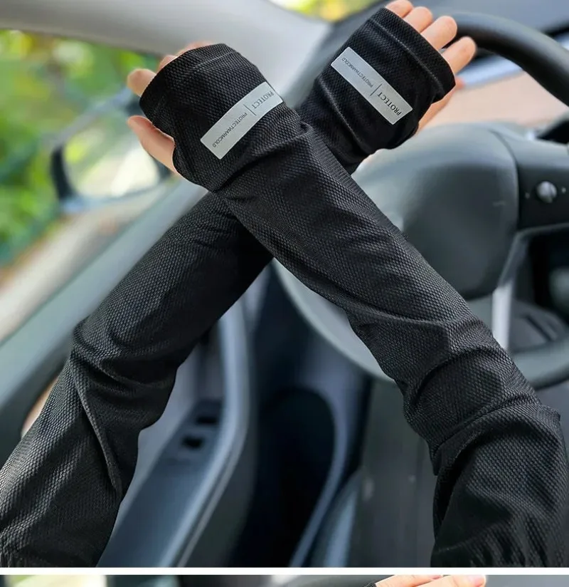 UV Solar Arm Sleeves Men Cycling Mask Long Sleeve Ice Silk Driving Arm Cover Sun-protective Summer Women Anti-Sunburn Cool Muff