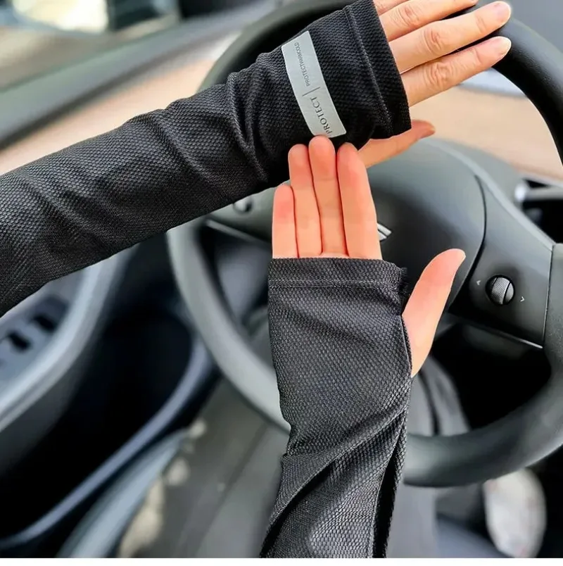 UV Solar Arm Sleeves Men Cycling Mask Long Sleeve Ice Silk Driving Arm Cover Sun-protective Summer Women Anti-Sunburn Cool Muff
