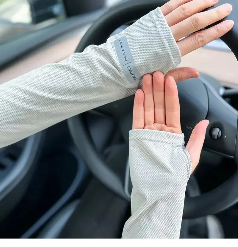 UV Solar Arm Sleeves Men Cycling Mask Long Sleeve Ice Silk Driving Arm Cover Sun-protective Summer Women Anti-Sunburn Cool Muff