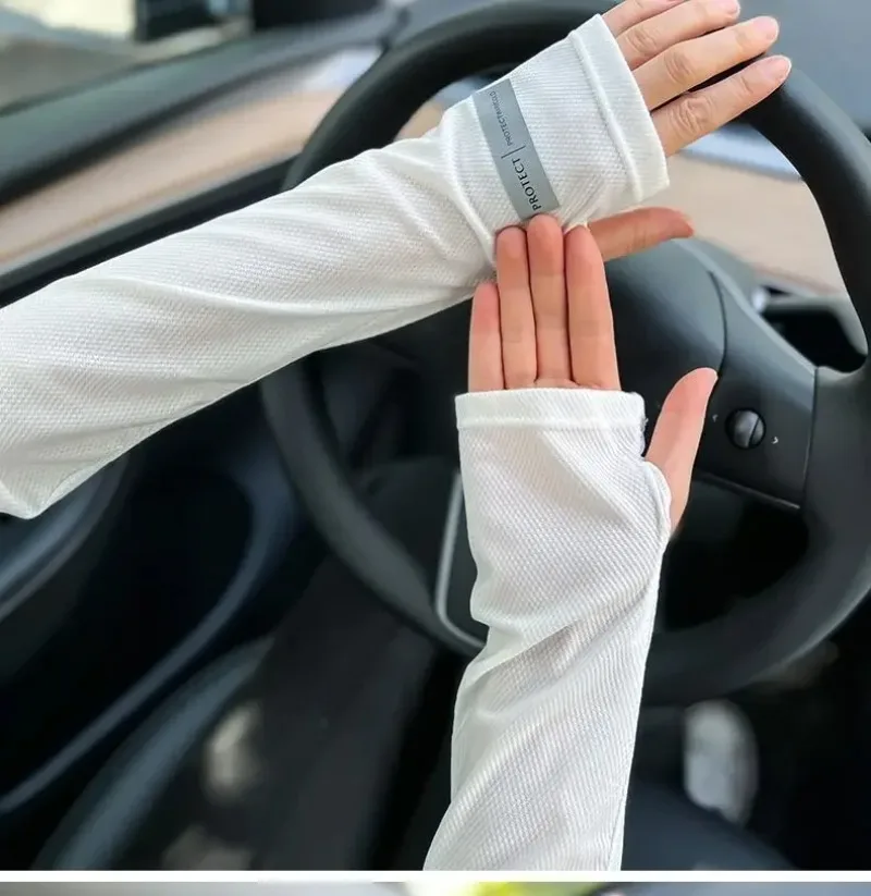 UV Solar Arm Sleeves Men Cycling Mask Long Sleeve Ice Silk Driving Arm Cover Sun-protective Summer Women Anti-Sunburn Cool Muff