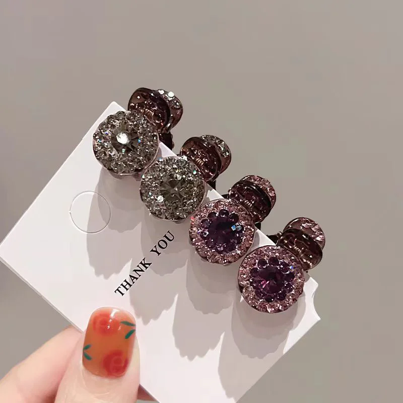 2/4/10pcs Mini Round Rhinestone Hair Claw Retro Zircon Women Girls Claw Clip Small Hairpins Hair Crabs Girls Hair Accessories 
