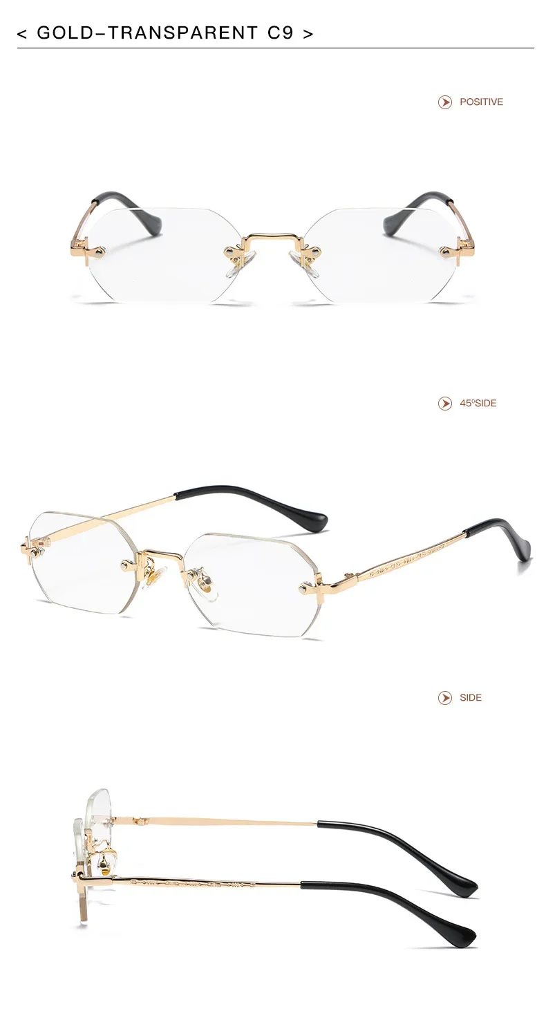 Vintage Rimless Polygon Sunglasses Women Men Luxury Brand Designer Popular Travel Small Frame Sun Glasses Ladies