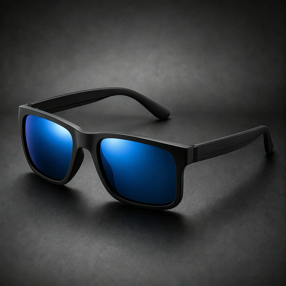 Matte Black Frame Polarized Sunglasses Men Square UV400 Driving Shades Outdoor Sports Sun Glasses