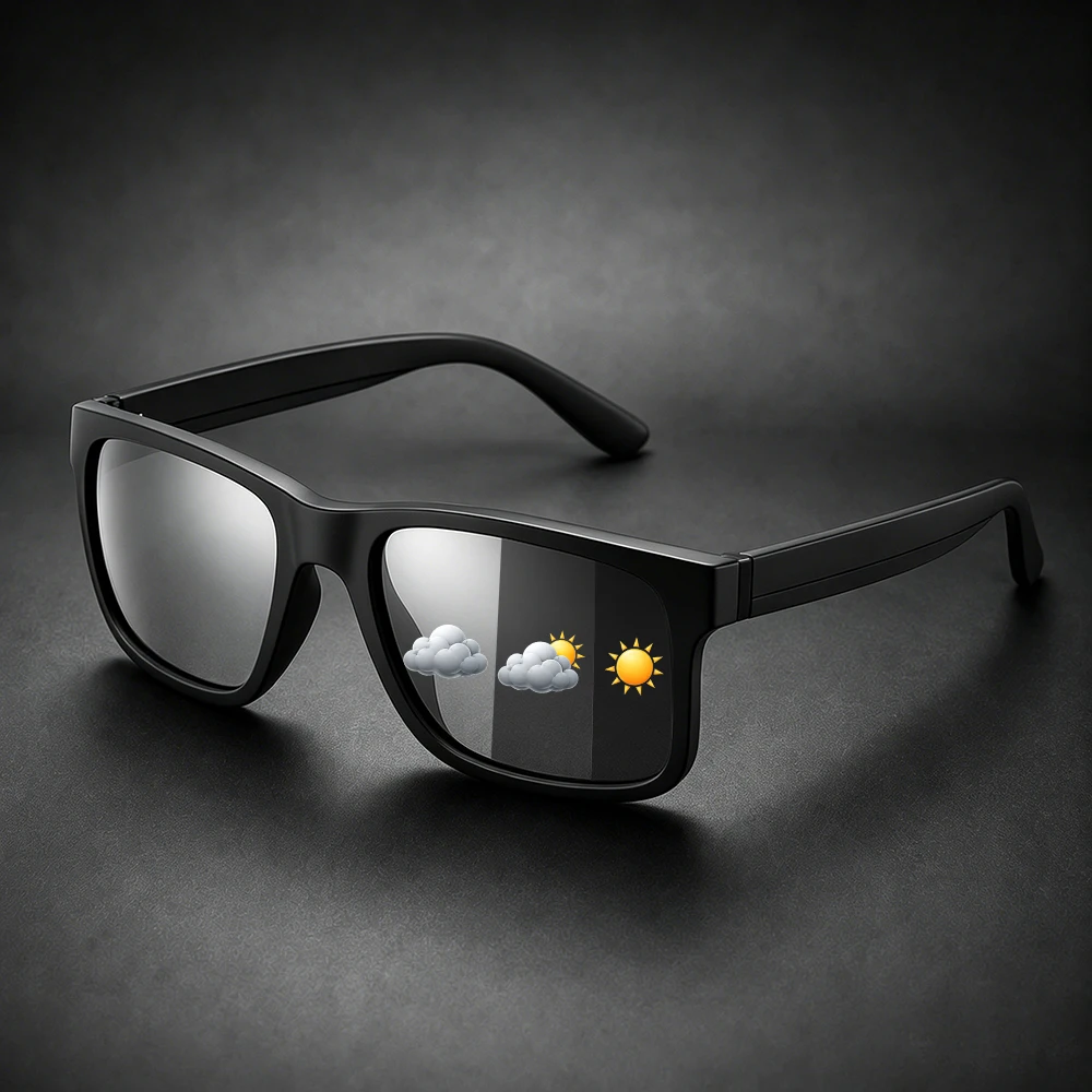 Matte Black Frame Polarized Sunglasses Men Square UV400 Driving Shades Outdoor Sports Sun Glasses