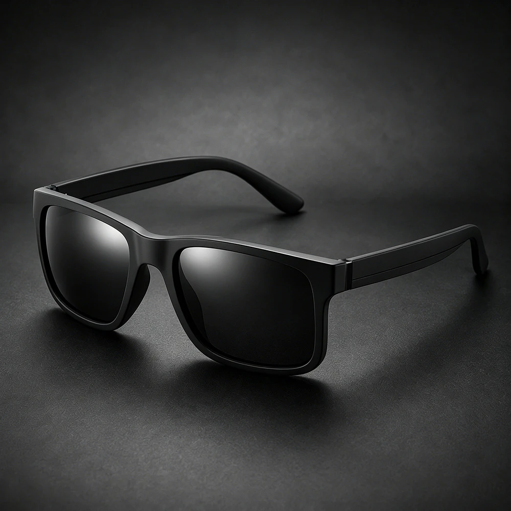 Matte Black Frame Polarized Sunglasses Men Square UV400 Driving Shades Outdoor Sports Sun Glasses