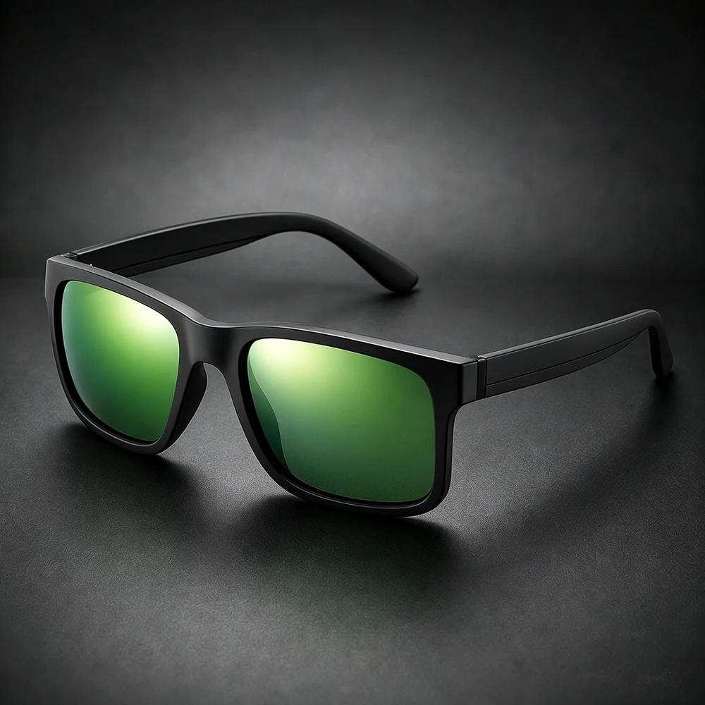 Matte Black Frame Polarized Sunglasses Men Square UV400 Driving Shades Outdoor Sports Sun Glasses