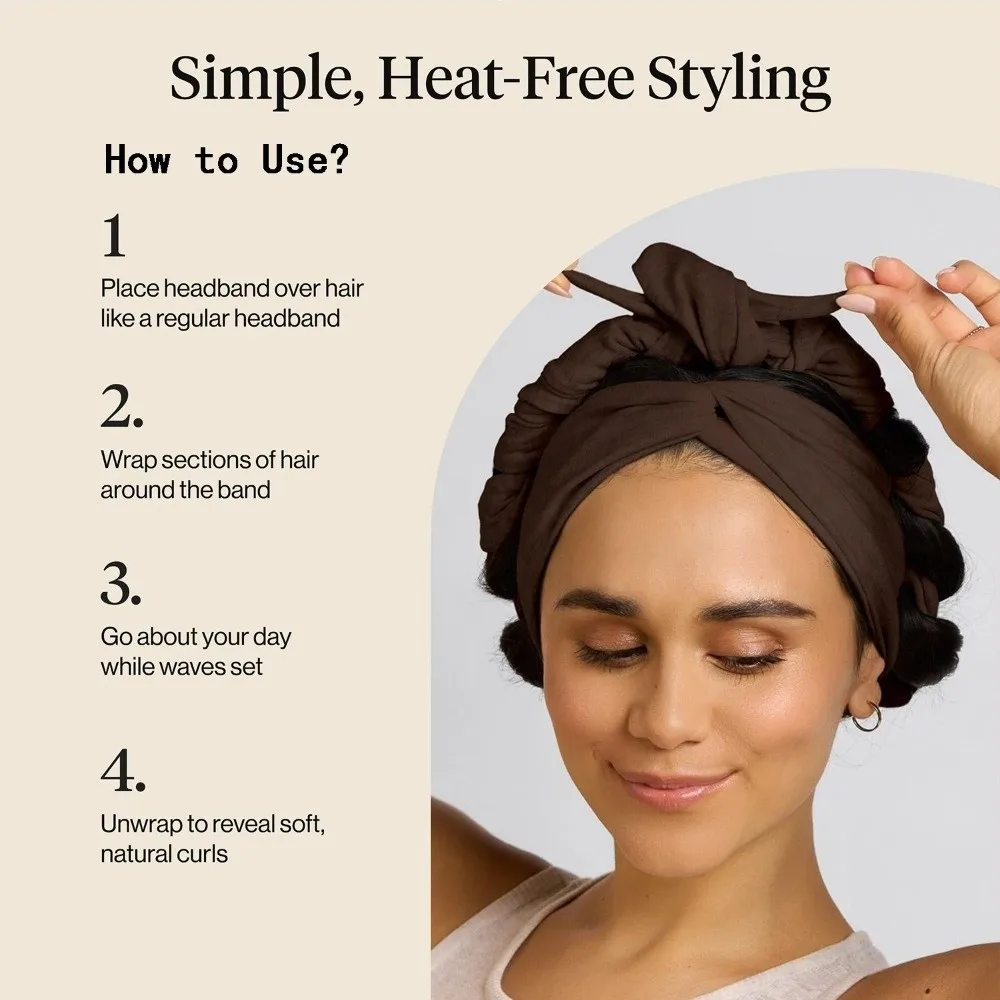 Fashion 2 In 1 Heatless Curls Headband Soft No Heat Hair Styling Tool Long Ribbon Curling Rod for Women