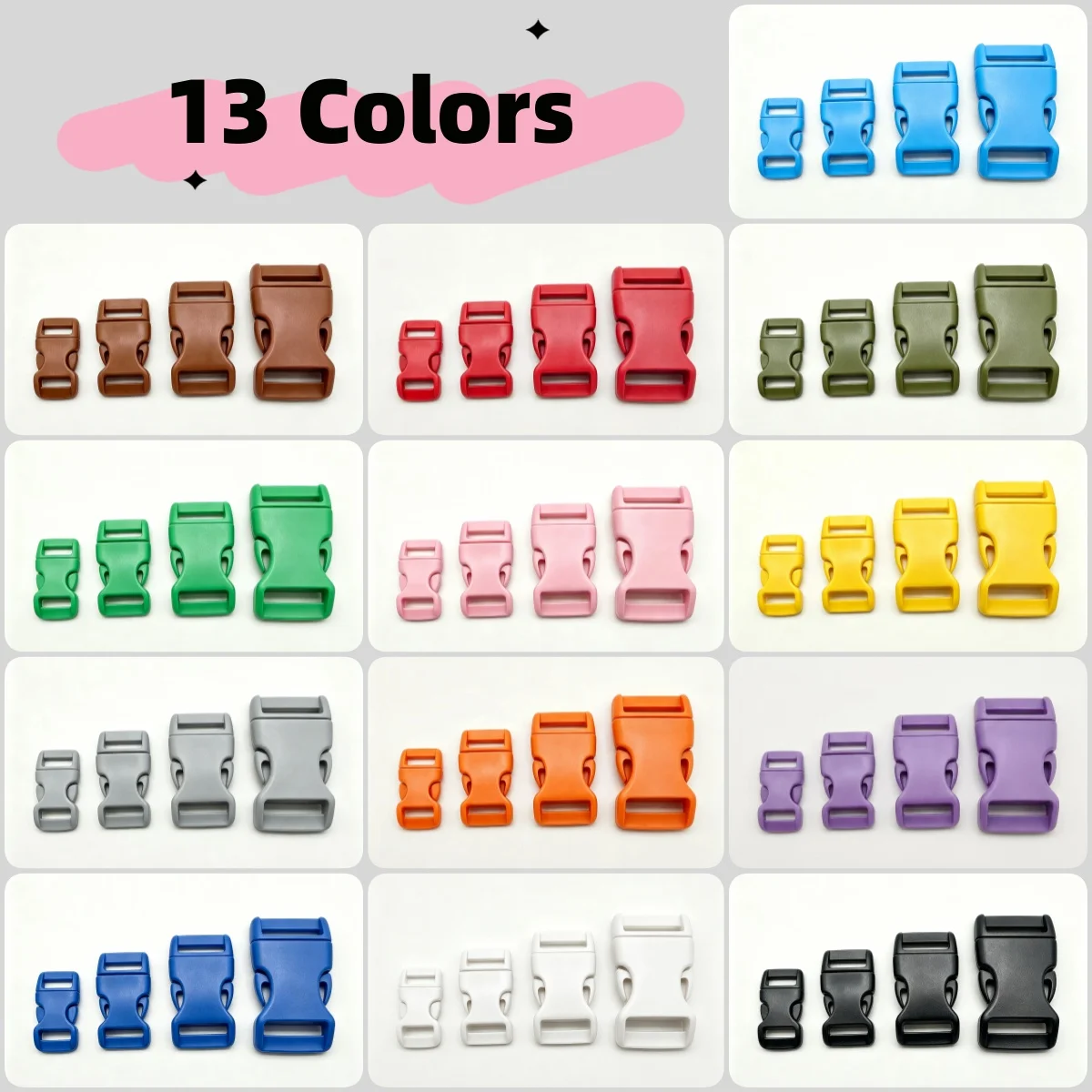 13-100Pcs 10/15/20/25mm Assorted Colors Plastic Side Release Buckle Belt Buckle for Parachute 550 Cord Paracord Bracelet Outdoor