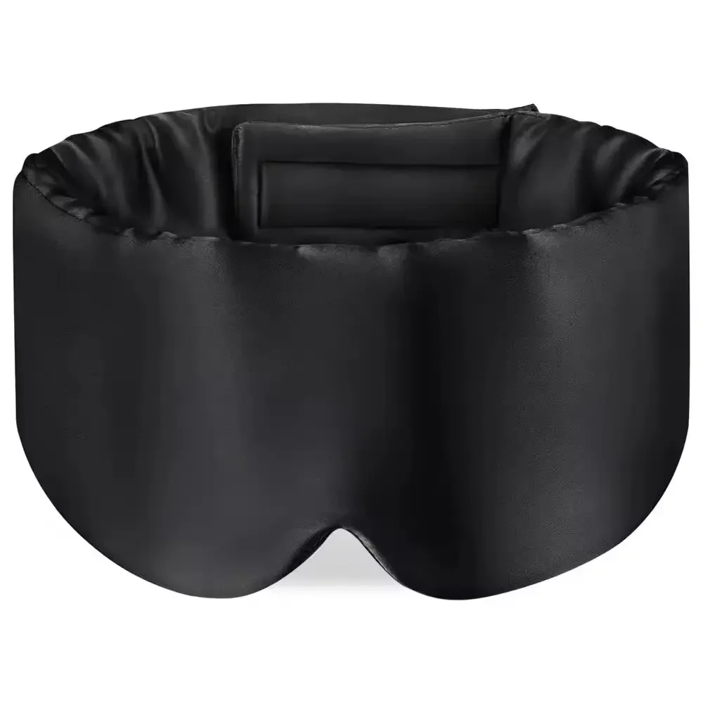Silk Sleep Mask Soft Pressureless Sleeping Mask 100% Mulberry Silk for Eye Skin Anti Wrinkles Adjustable Wide Velcro Ear Cover