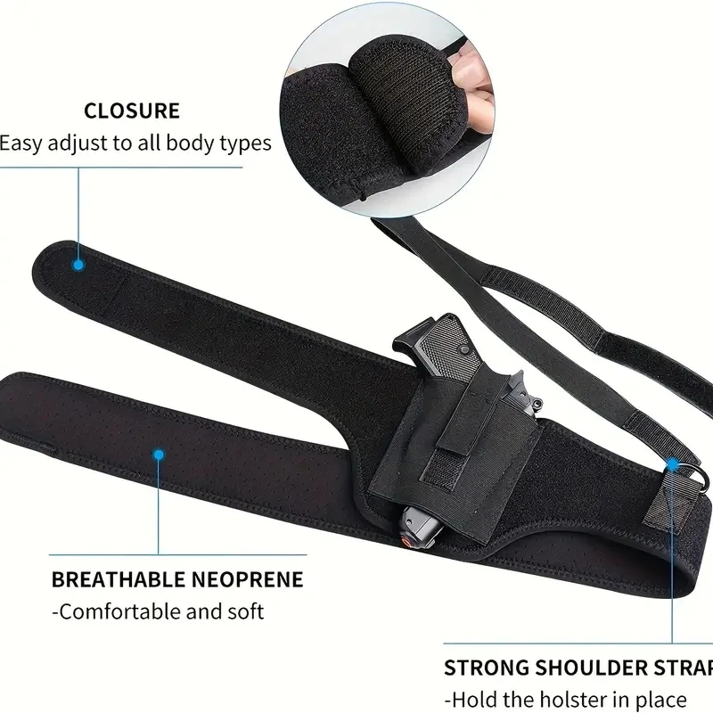 Chloroprene Rubber Outdoor Tactical Gun Holster Concealed Diving Material Underarm Gun Holster Single Shoulder Underarm Conceale