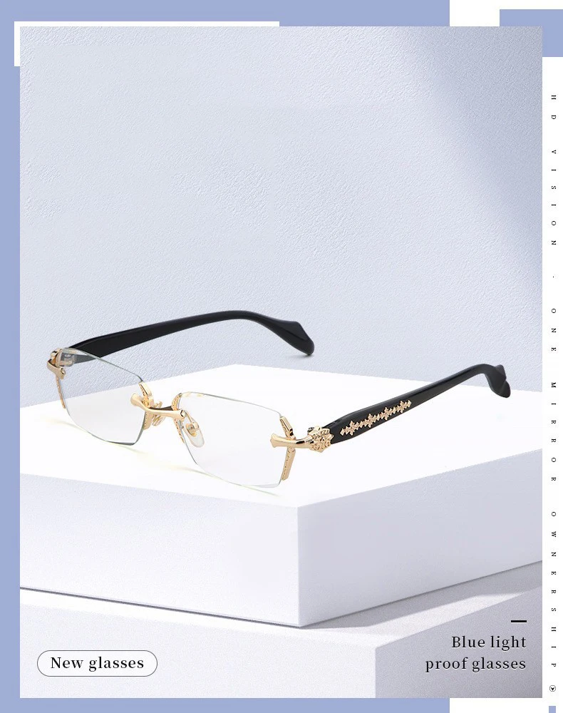 2024 Retro Frameless Ultra Light Women Men Reading Glasses Blocking Blue Light Computer Presbyopia Eyewear Eyeglasses +1.0..+4.0