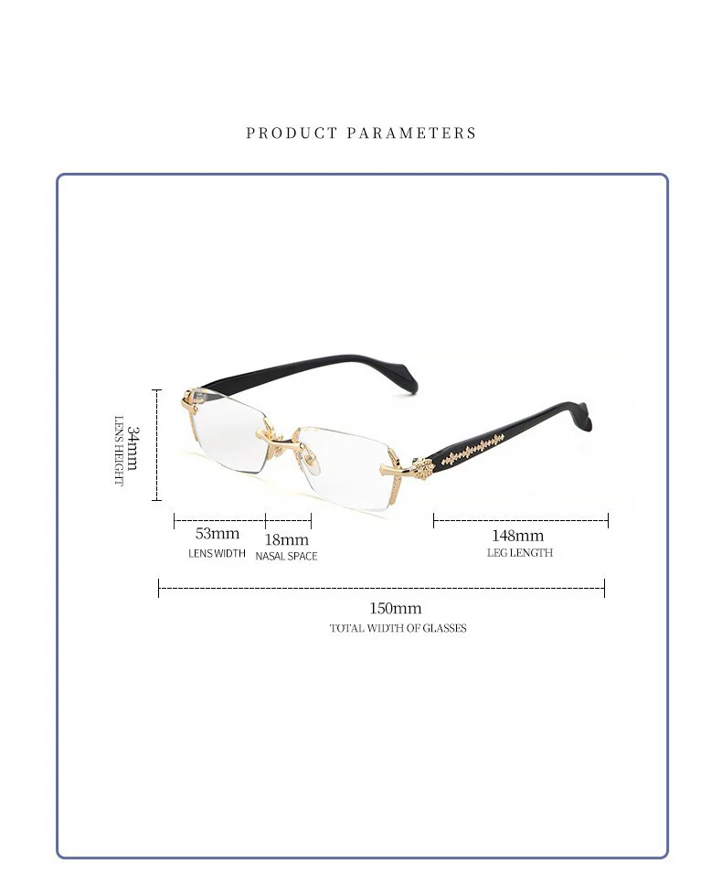 2024 Retro Frameless Ultra Light Women Men Reading Glasses Blocking Blue Light Computer Presbyopia Eyewear Eyeglasses +1.0..+4.0