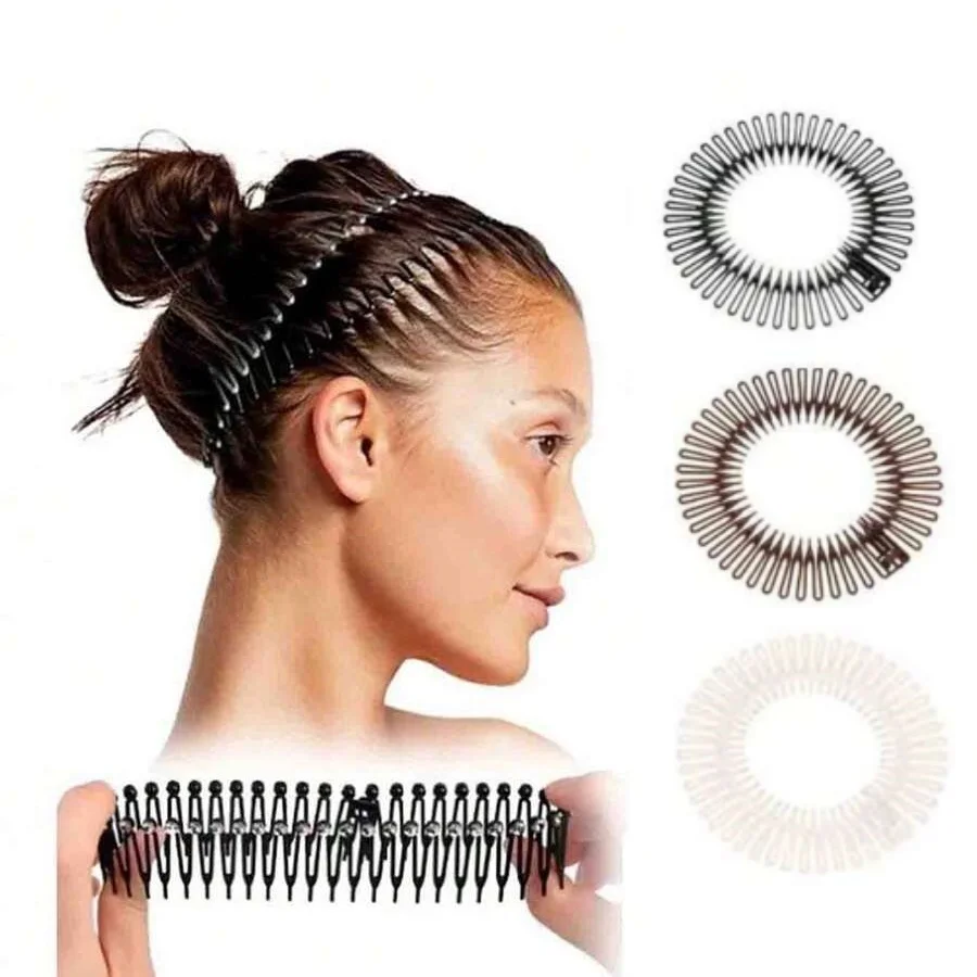 Flexible Full Circle Headbands Stylish Plastic Stretchable Hair Comb for Daily Hair Styling Multifunctional Hair Accessories